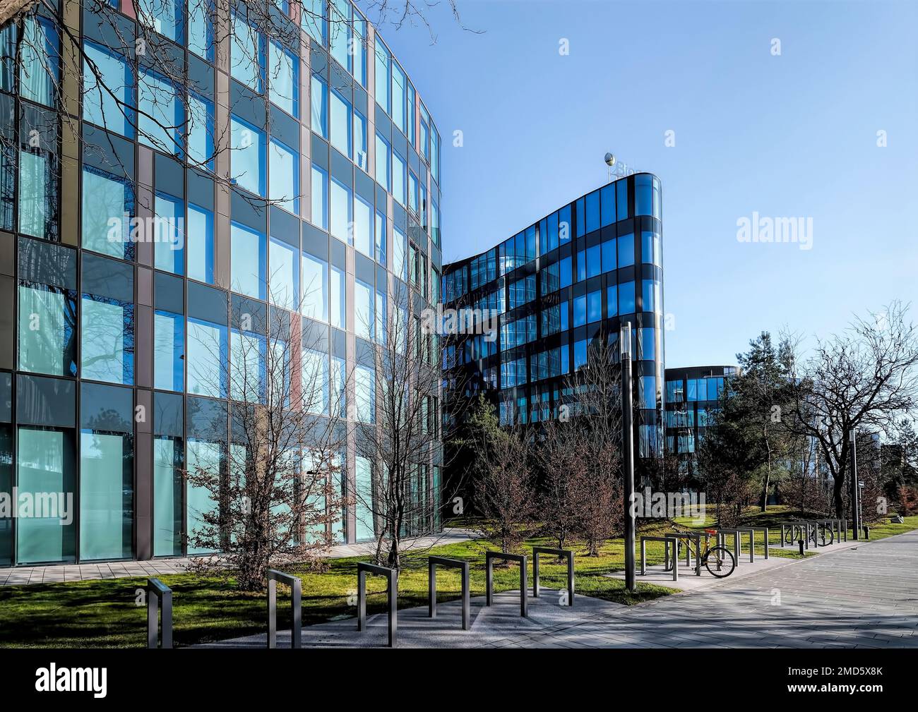 Vienna, Austria, Dec. 2019: Viertel Zwei Architectural Project in Vienna. Glass Facades of some of building in campus Stock Photo