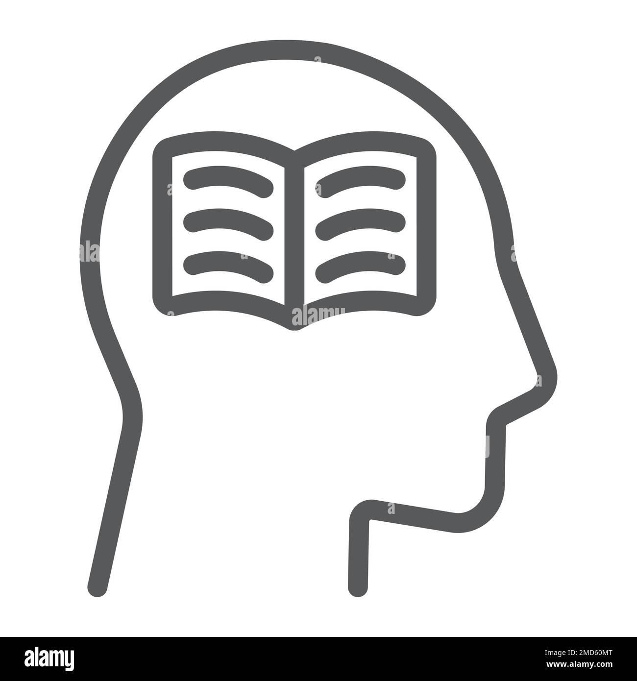 Self study line icon, e learning and education, person with book sign
