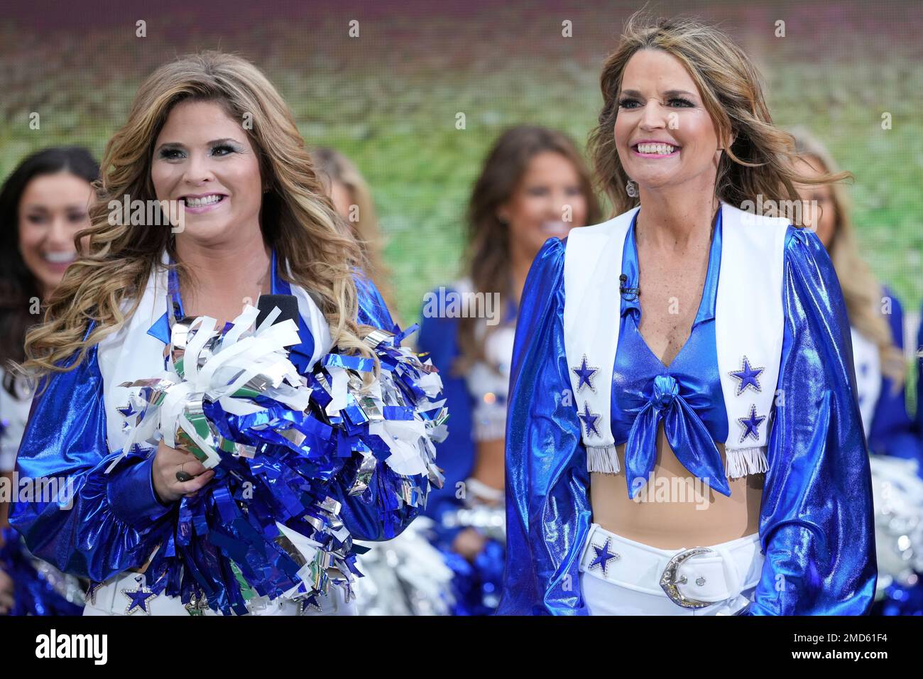 Jenna Bush Hager, left, and Savannah Guthrie dress as Dallas Cowboys