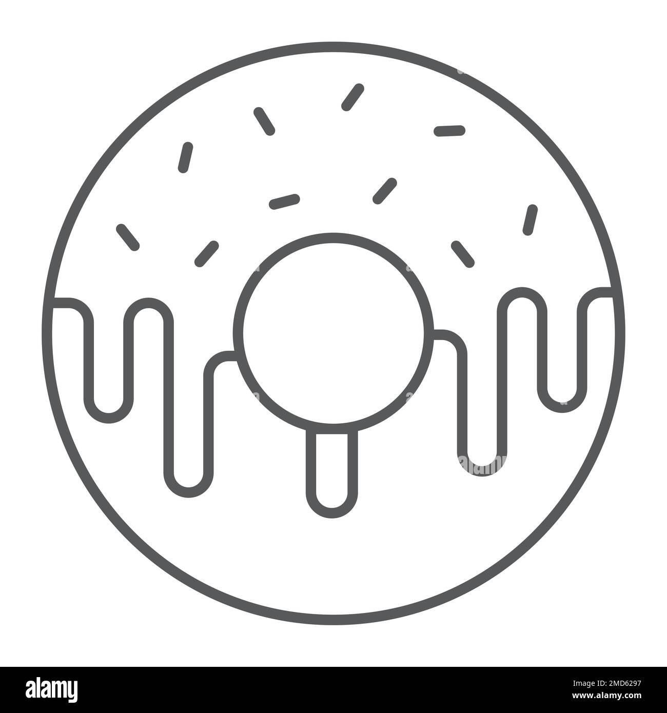 Donut thin line icon, sweet and tasty, dessert sign vector graphics, a ...