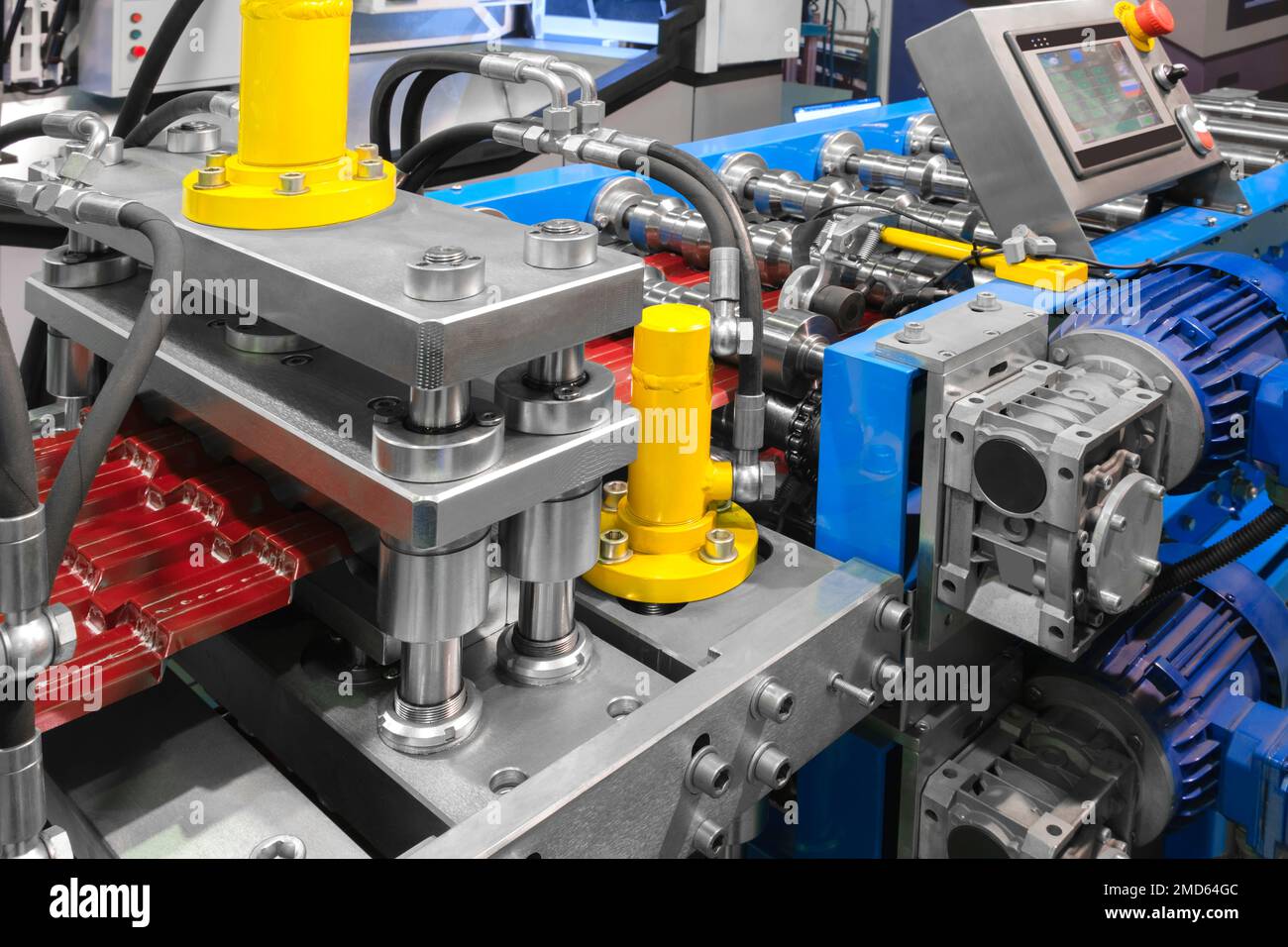 Metal sheet forming machine at the modern metalwork factory, coil sheet