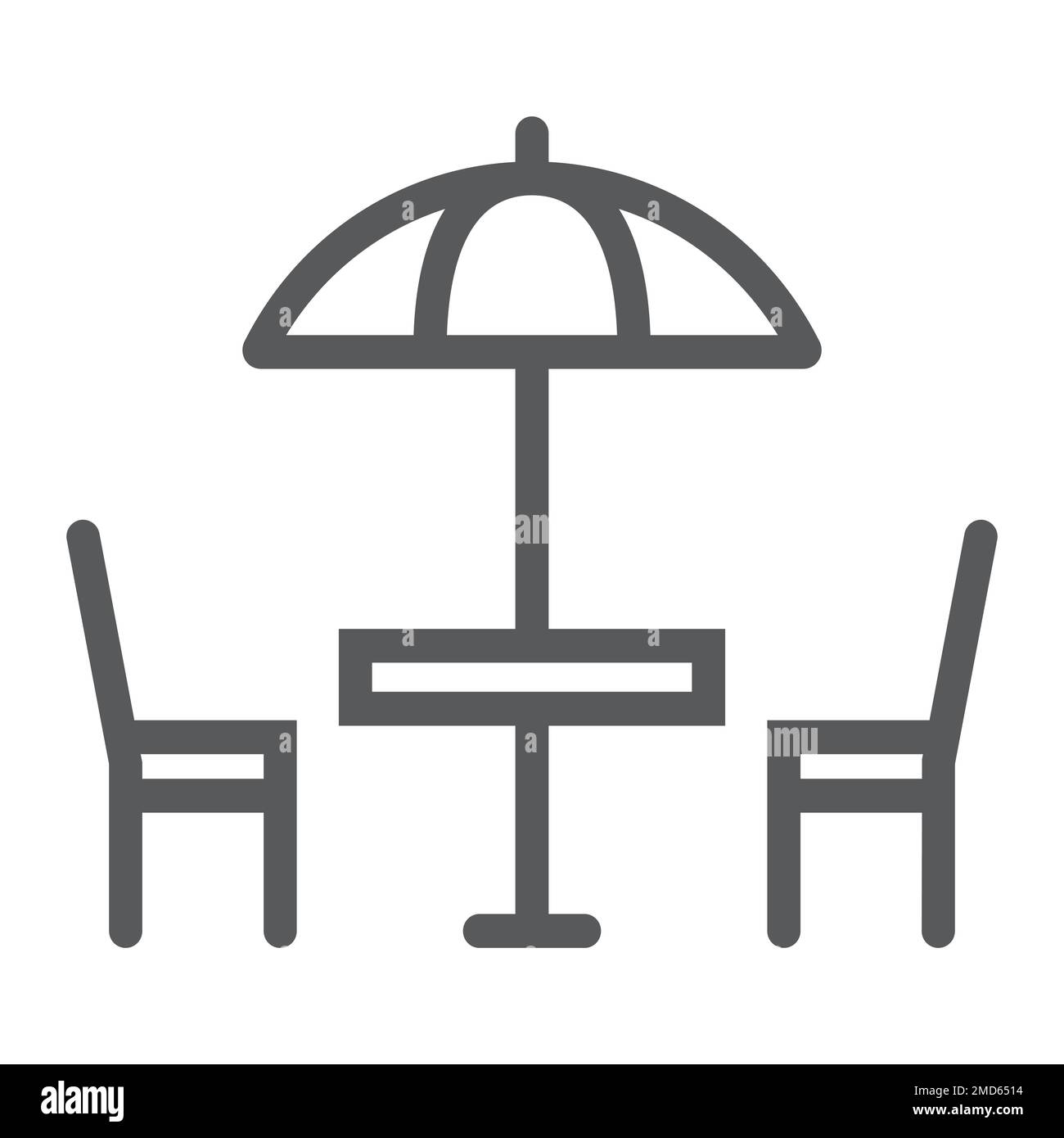 Street Cafe line icon, table and chair, umbrella sign vector graphics, a linear pattern on a white background, eps 10. Stock Vector