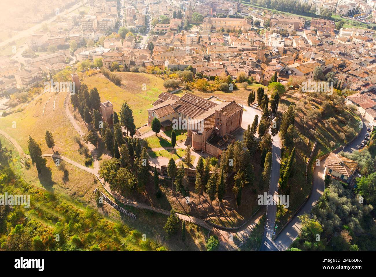 Close Up Aerial View Of The Town Of Castelfiorentino Tuscany Stock Close Up Aerial View Of The Town Of Castelfiorentino Tuscany Stock