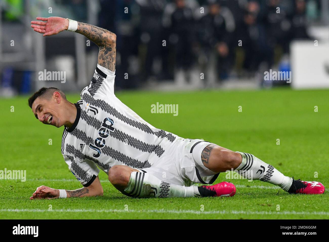 Torino, Italy. 22nd Jan, 2023. Angel Di Maria of Juventus FC reacts during the Serie A football match between Juventus FC and Atalanta BC at Juventus stadium in Torino (Italy), January 22th, 2022. Photo Giuliano Marchisciano/Insidefoto Credit: Insidefoto di andrea staccioli/Alamy Live News Stock Photo