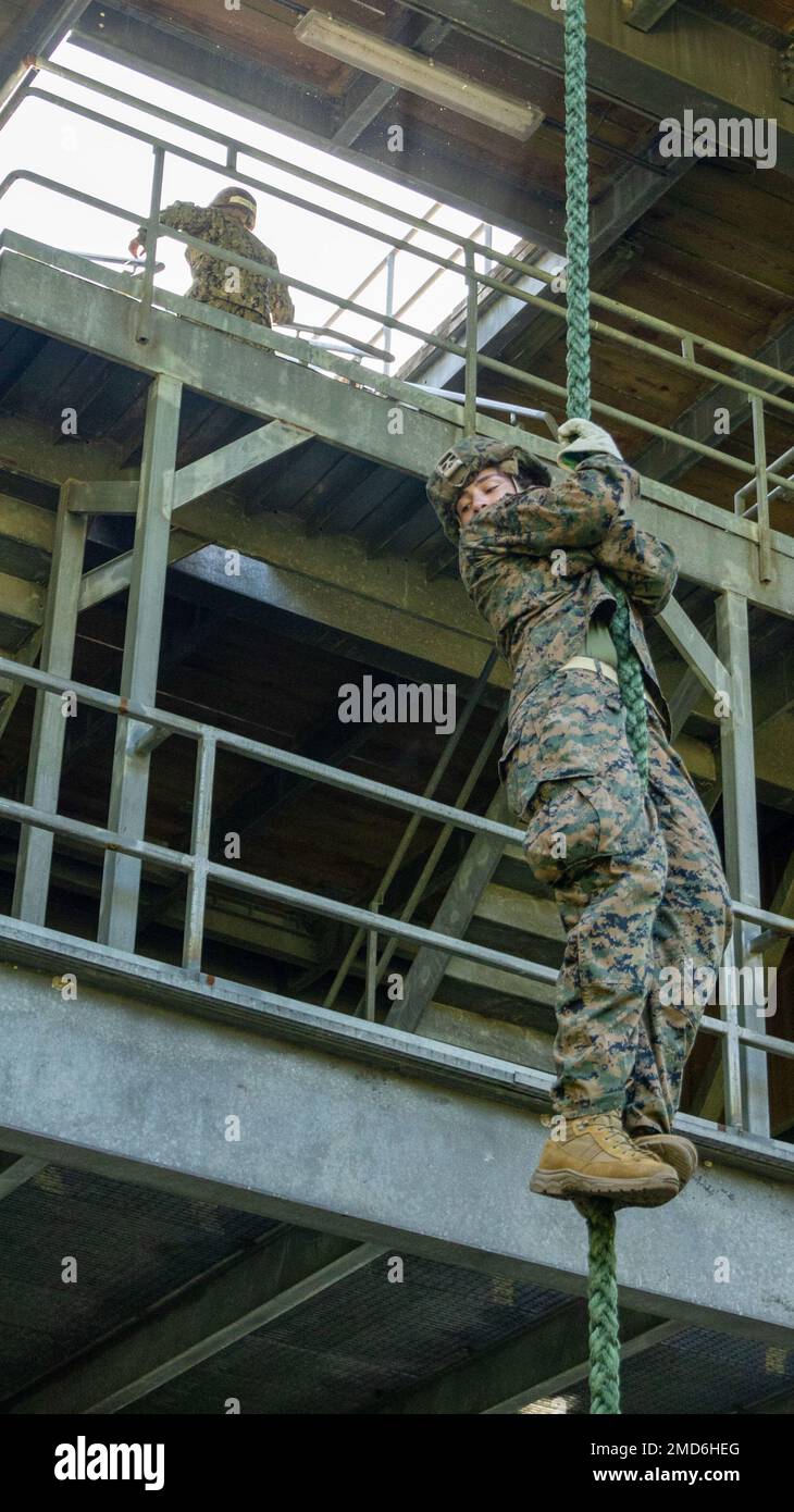 MIDN Sam Mercurio, a midshipman at Villanova University, fast ropes ...