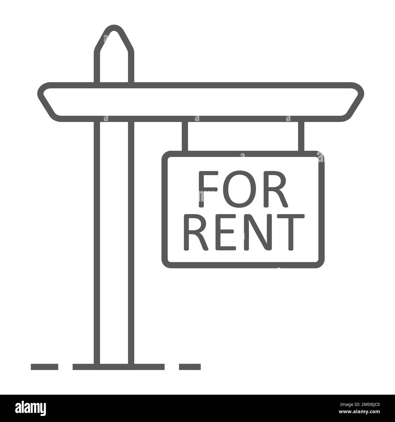 Signboard for rent thin line icon, real estate and home, buy sign ...