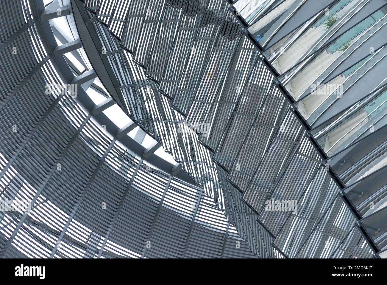 Inside the Bundestag dome. Tourists visit the parliament building of