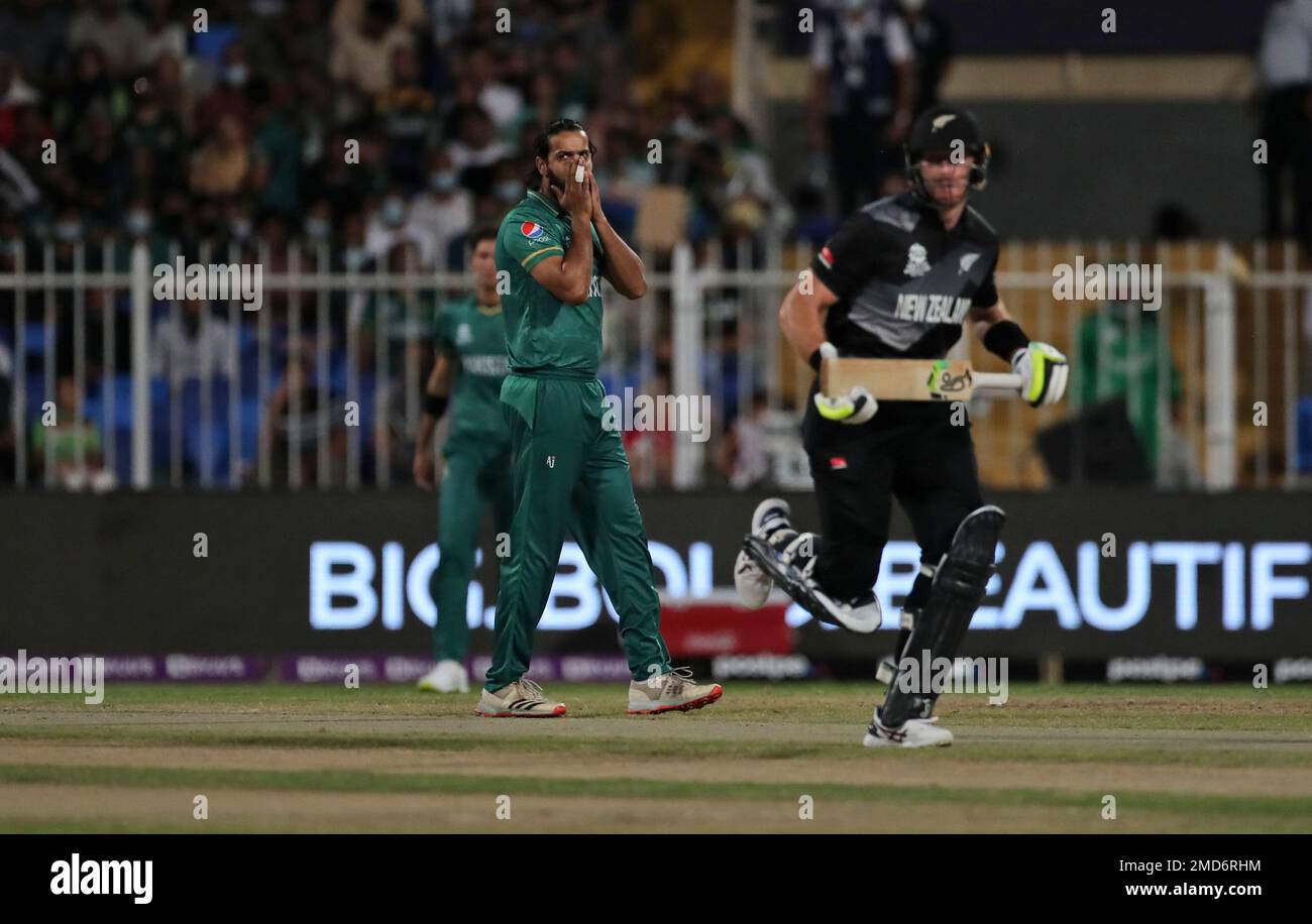 Pakistan's Imad Wasim reacts after bowling a delivery during the ...