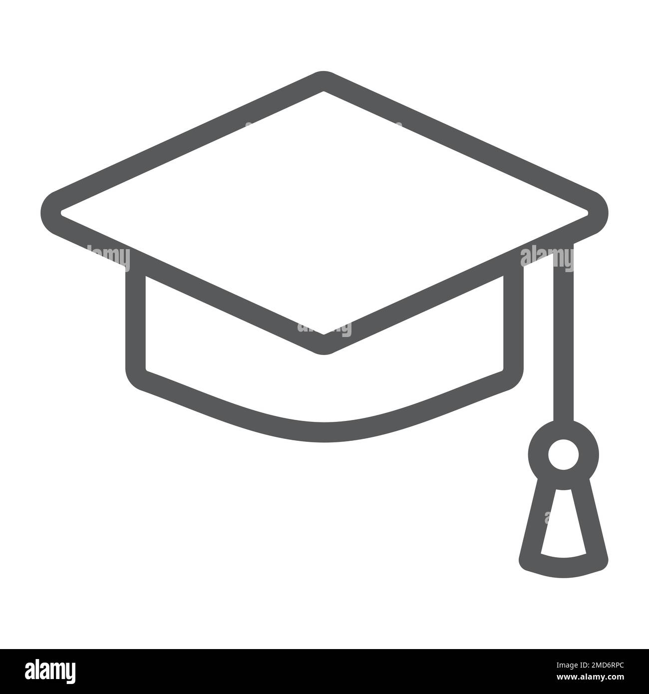Graduation cap line icon, school and education, university hat sign ...