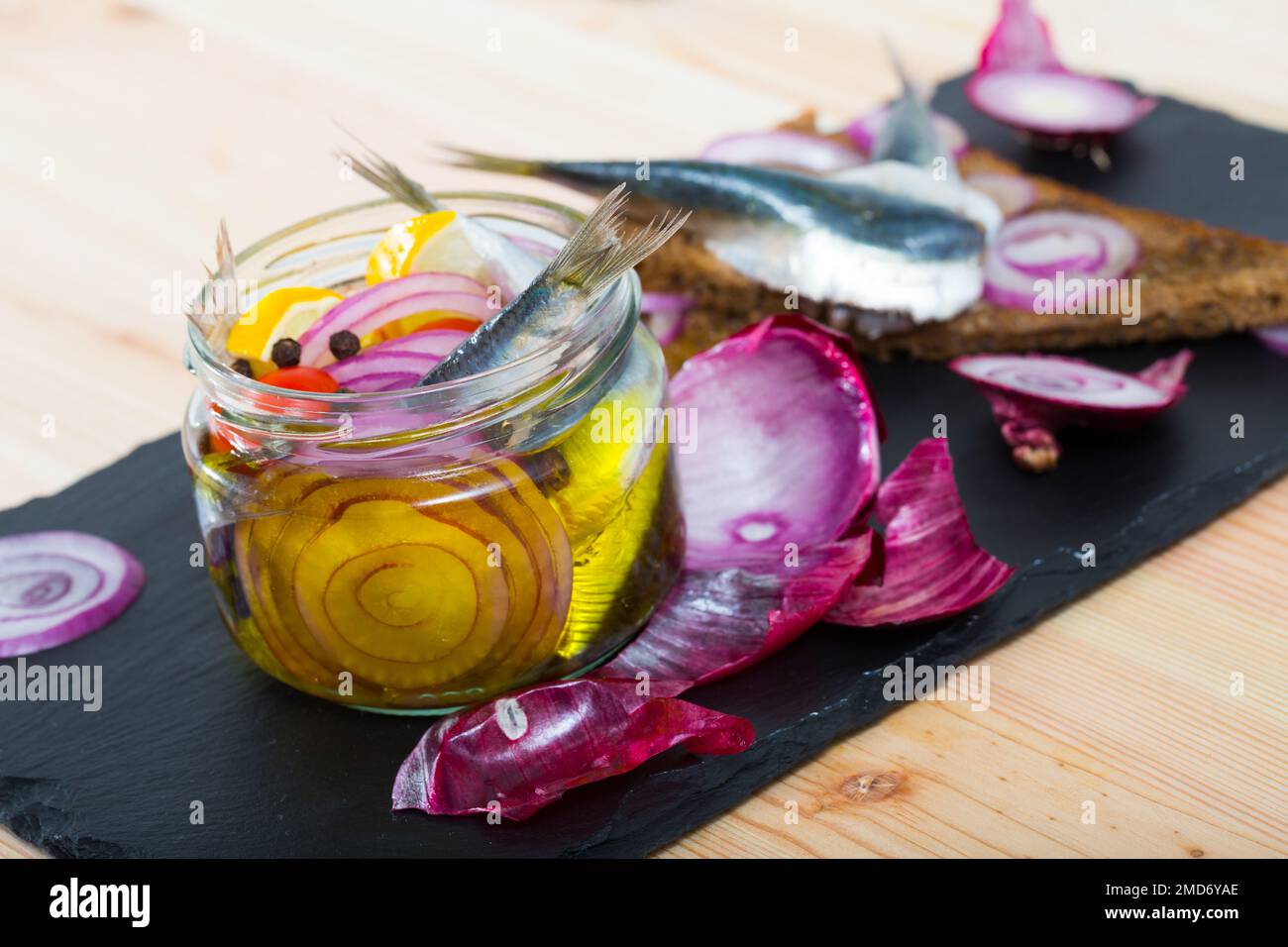 Homemade pickled anchovies Stock Photo Alamy