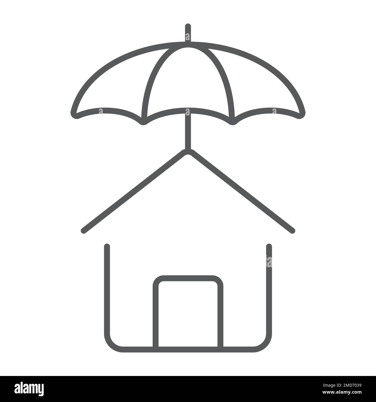 House protection thin line icon, Real estate and home, insurance sign ...