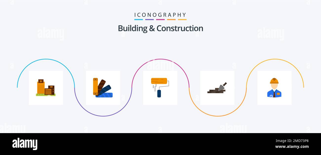 Building And Construction Flat 5 Icon Pack Including trovel. mason ...