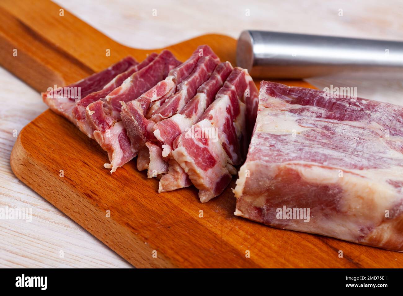 Sliced jerky pork tenderloin Stock Photo Alamy