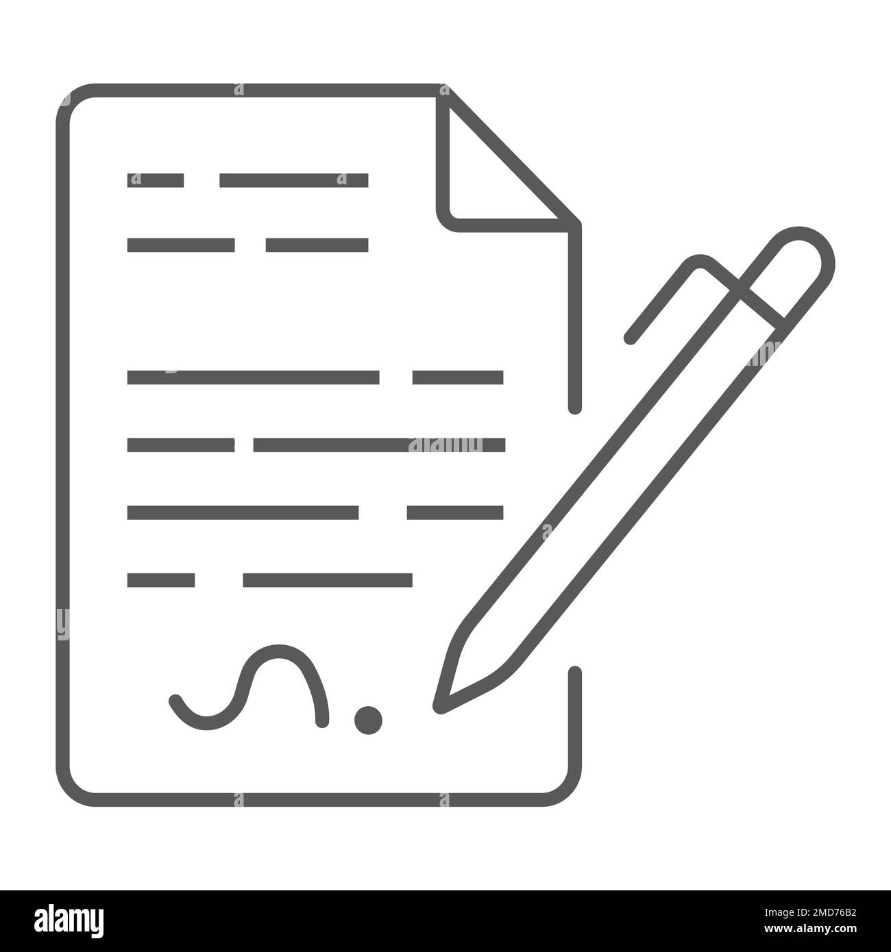 Contract thin line icon, agreement and signature, deal sign vector ...