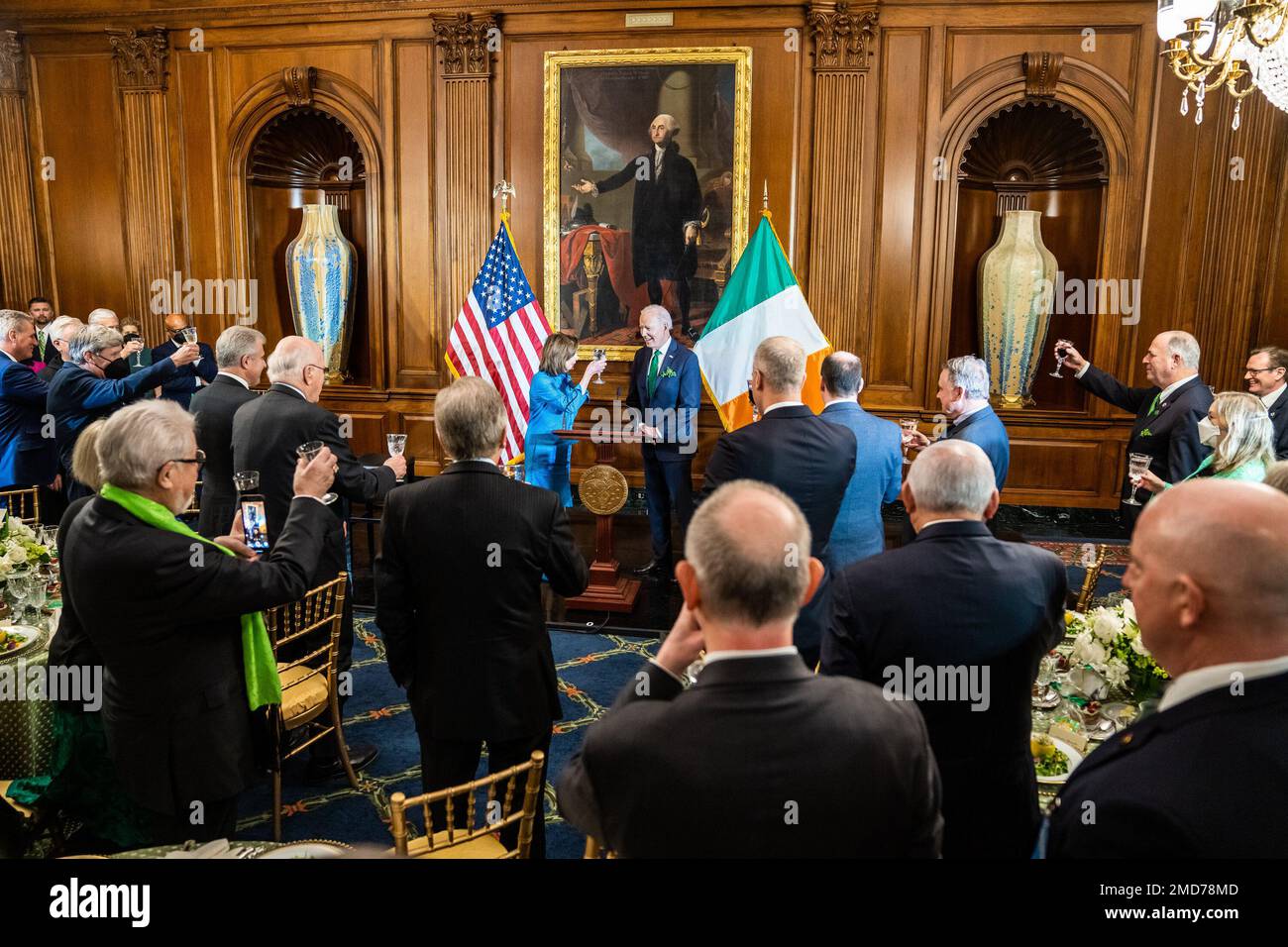 Reportage: President Joe Biden delivers remarks at the Friends of Ireland luncheon at the U.S. Capitol in Washington, D.C., Thursday, March 17, 2022 Stock Photo