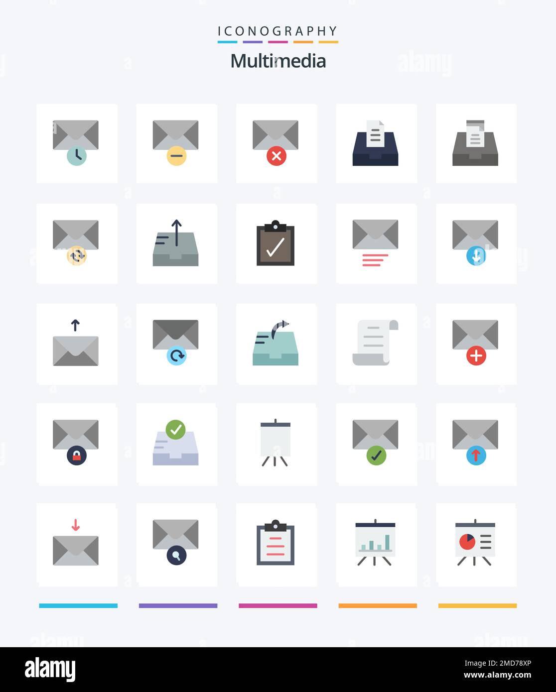 Creative Multimedia 25 Flat icon pack Such As mail. complete. mailbox