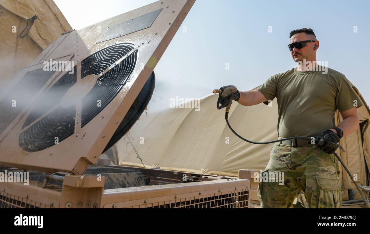 U.S. Army Spc. Blake White, a technical engineer with the 1436th