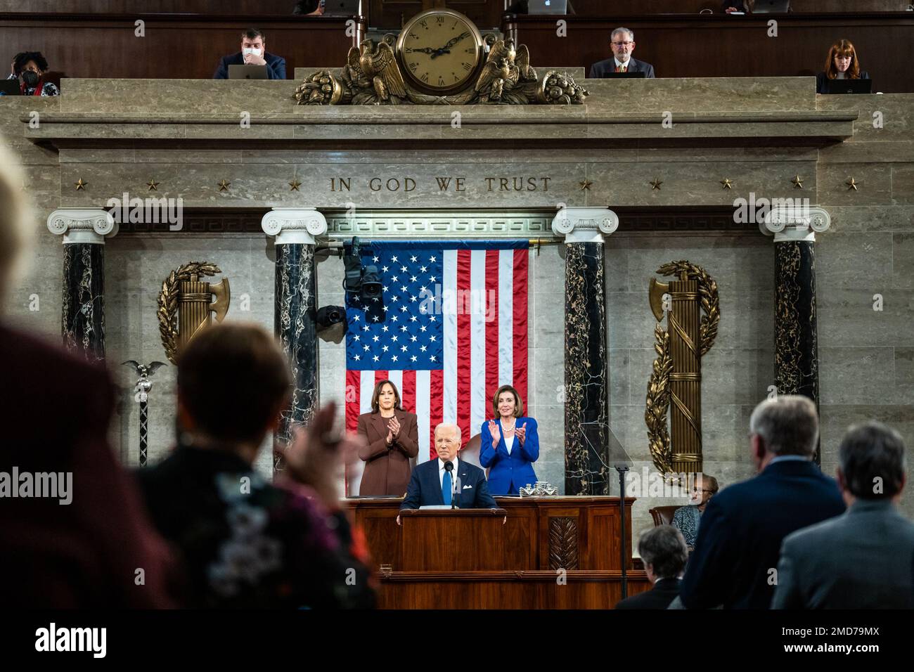 Reportage: President Joe Biden delivers his State of the Union address to a joint session of Congress, Tuesday, March 1, 2022, in the House Chamber at the U.S. Capitol Stock Photo