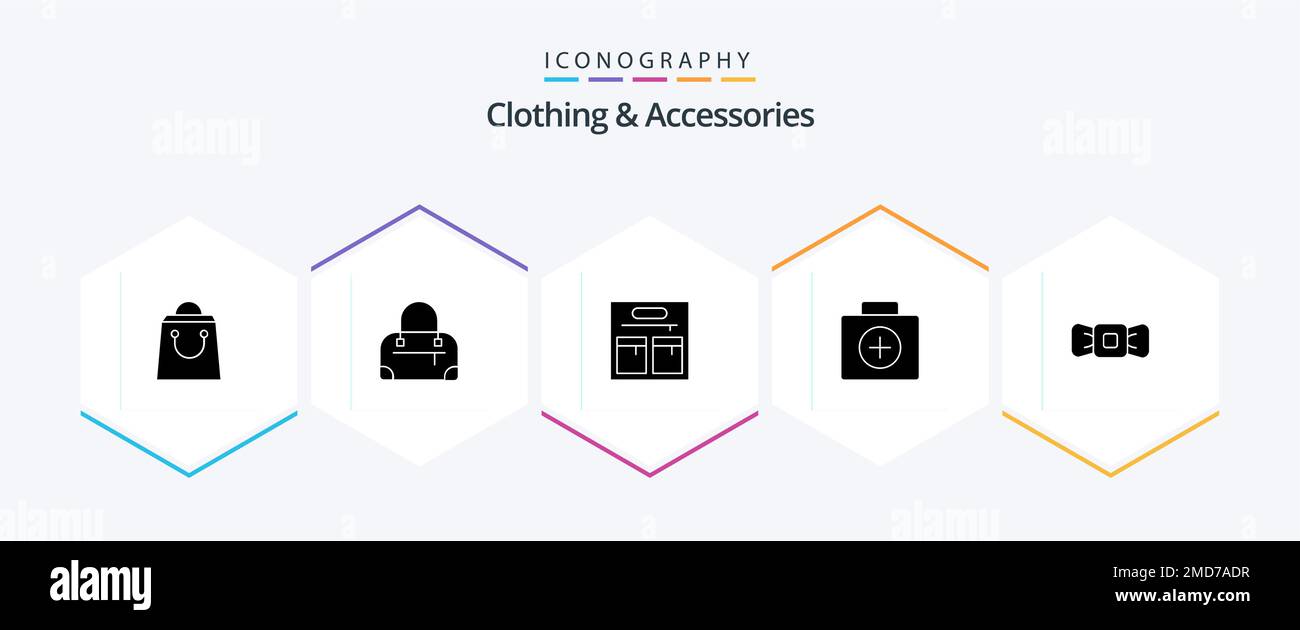 Clothing and Accessories 25 Glyph icon pack including . suitcase. tie ...