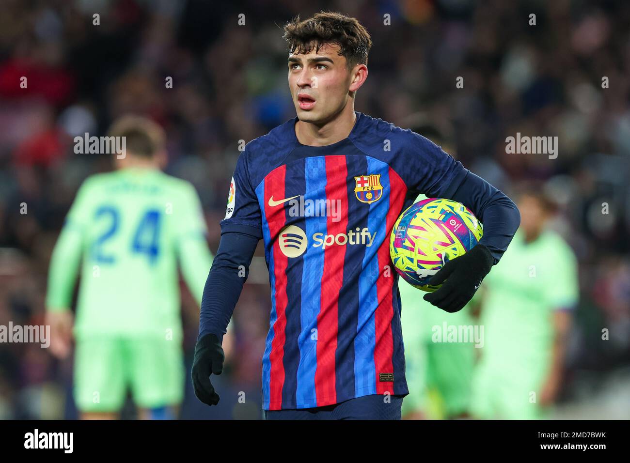 Pedri of FC Barcelona during the Liga match between FC Barcelona and Getafe CF at Spotify Camp Nou in Barcelona, Spain. Stock Photo