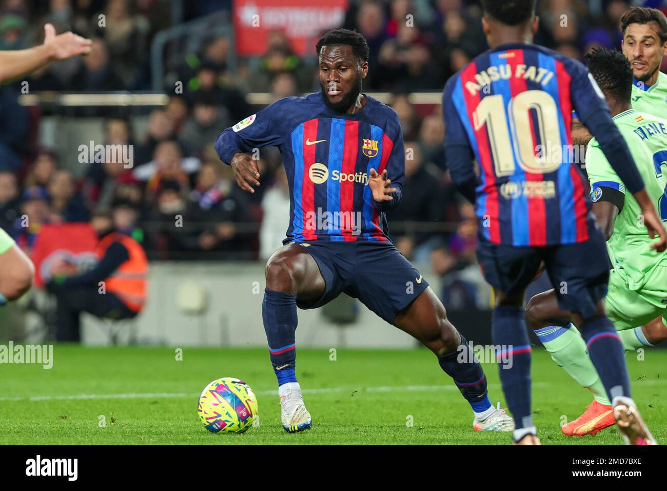 Frank Kessie of FC Barcelona during the Liga match between FC Barcelona and Getafe CF at Spotify Camp Nou in Barcelona, Spain. Stock Photo