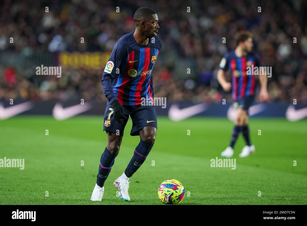 Ousmane Dembele of FC Barcelona during the Liga match between FC Barcelona and Getafe CF at Spotify Camp Nou in Barcelona, Spain. Stock Photo