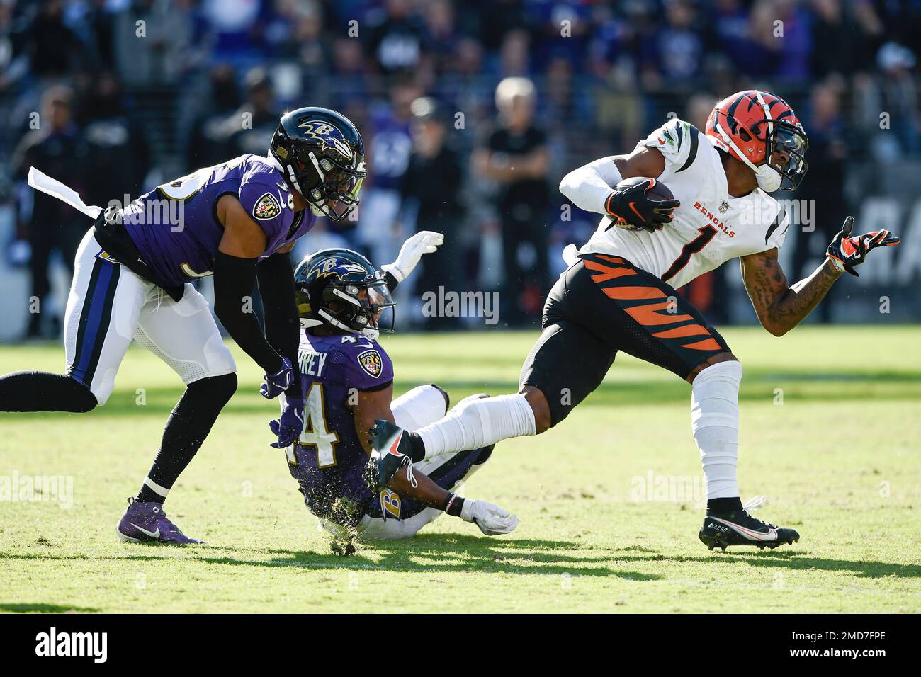 Baltimore Ravens safety Chuck Clark (36) and cornerback Marlon