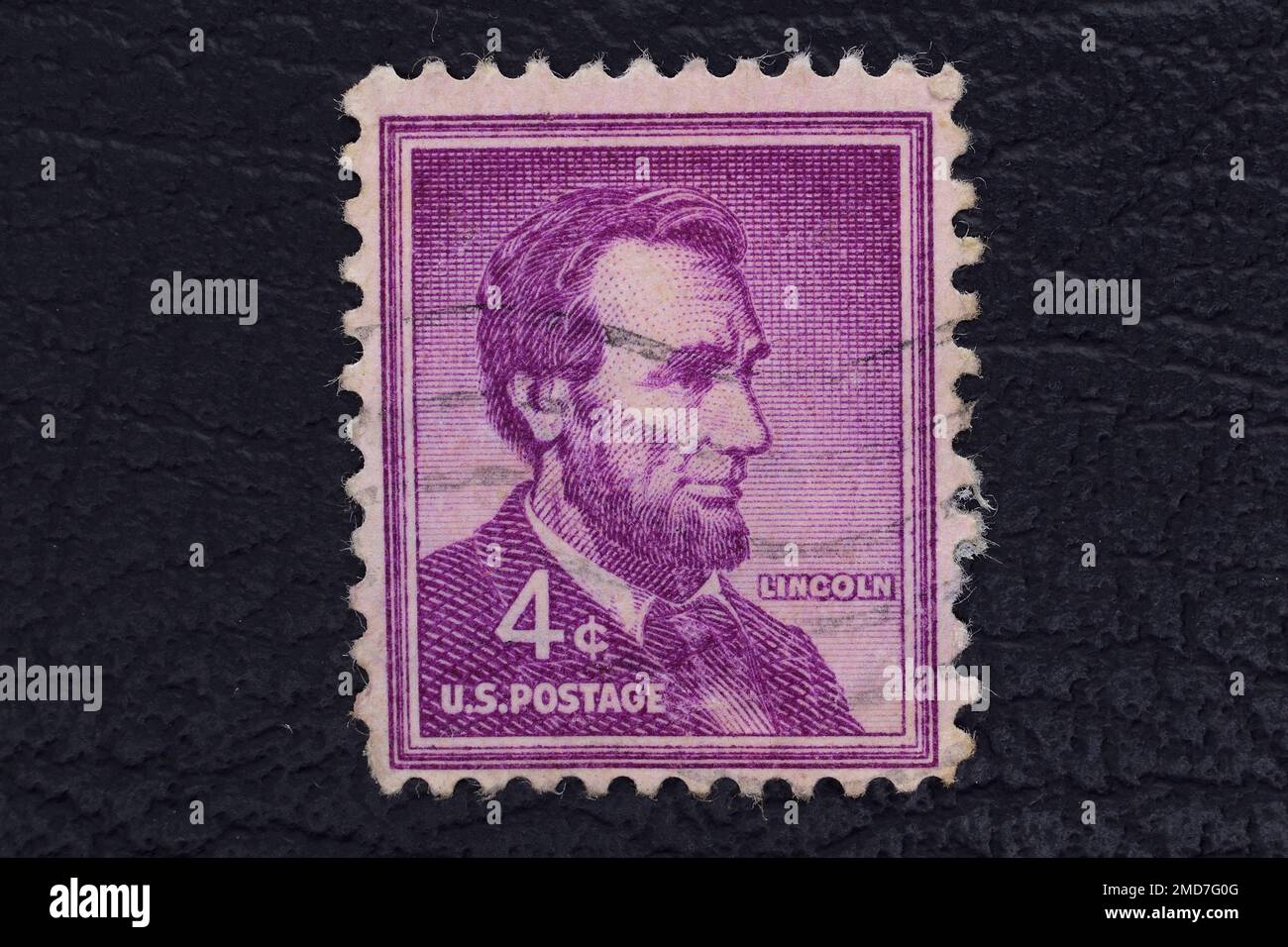 Valverde (CT), Italy - January 15, 2023: a old postage stamp from USA showing a drawing of Abraham Lincoln Stock Photo