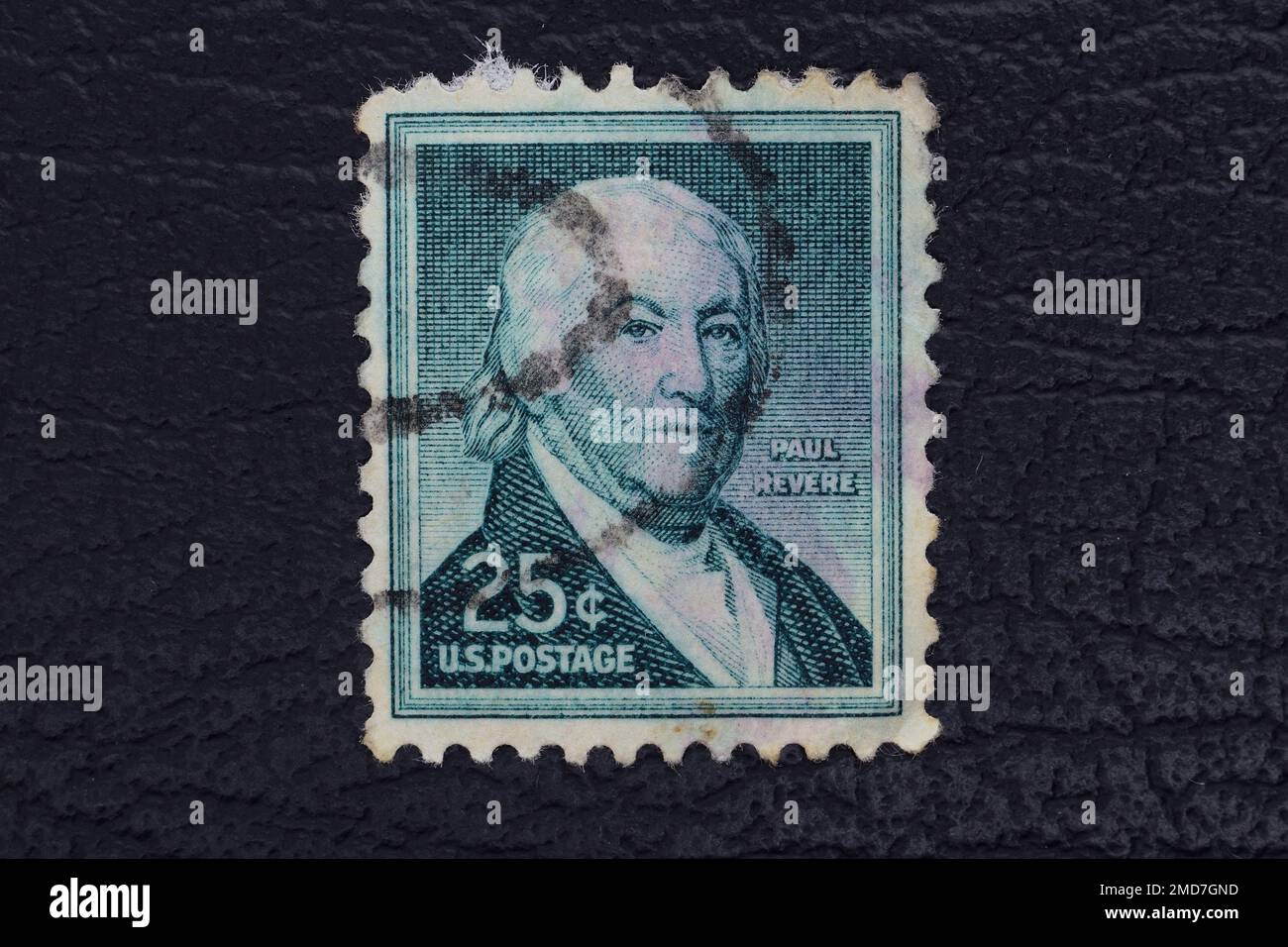 Valverde (CT), Italy - January 15, 2023: a old postage stamp from USA showing a drawing of Paul Revere Stock Photo