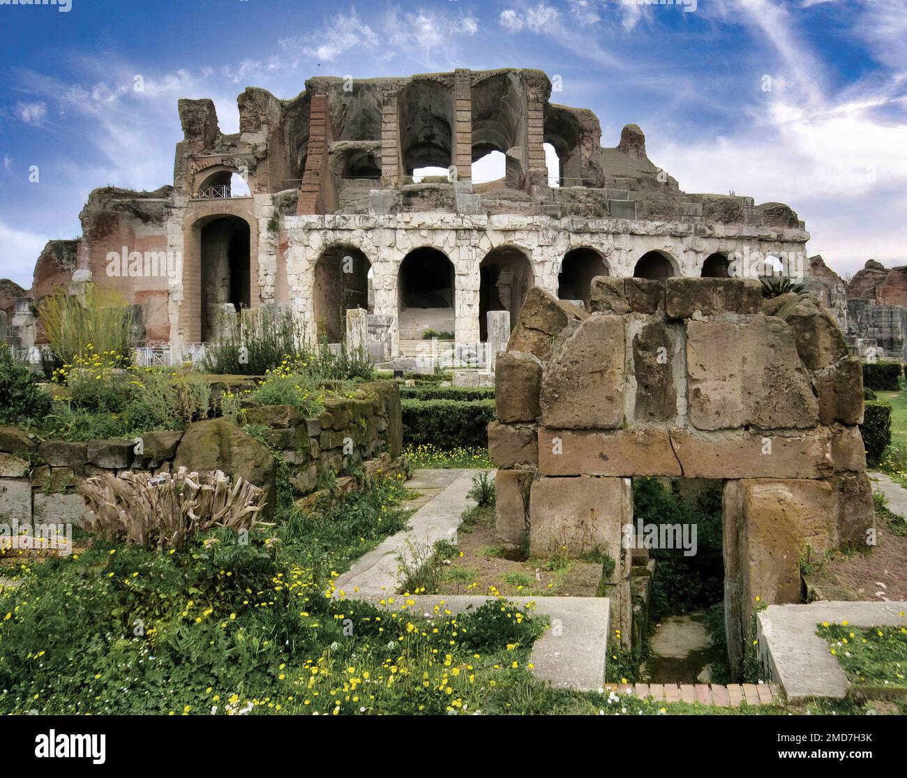 The Roman amphitheater of ancient Capua, the second largest after the Colosseum, also famous because it saw the famous Spartacus fight Stock Photo