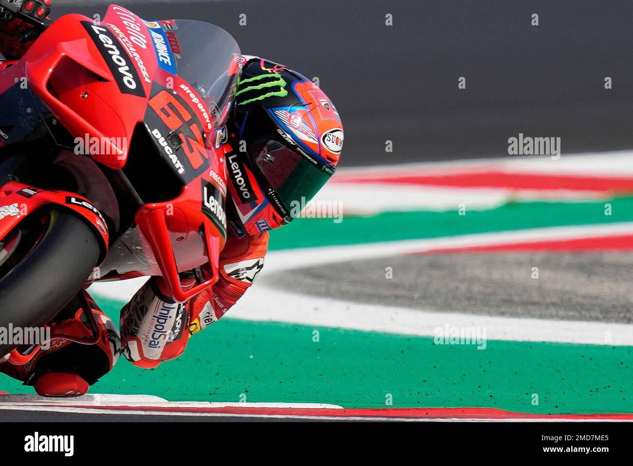 Italian rider Francesco Bagnaia of the Ducati Lenovo Team steers his ...