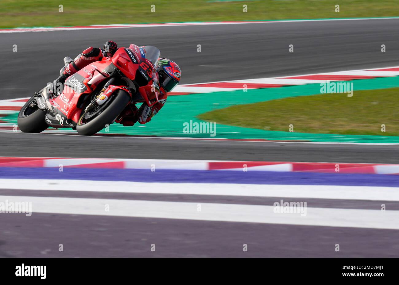 Italian rider Francesco Bagnaia of the Ducati Lenovo Team steers his ...
