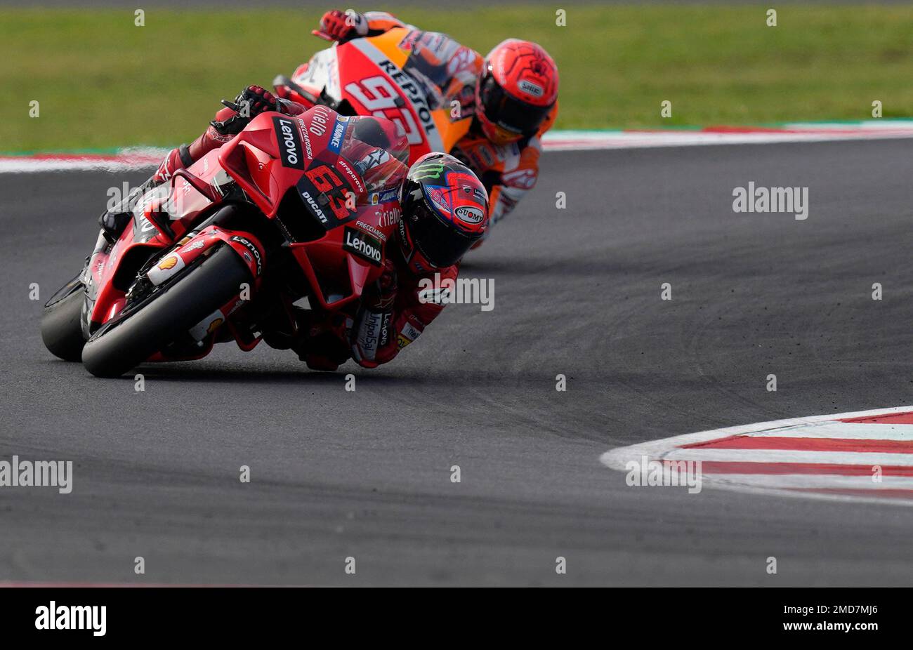 Italian rider Francesco Bagnaia of the Ducati Lenovo Team steers his ...