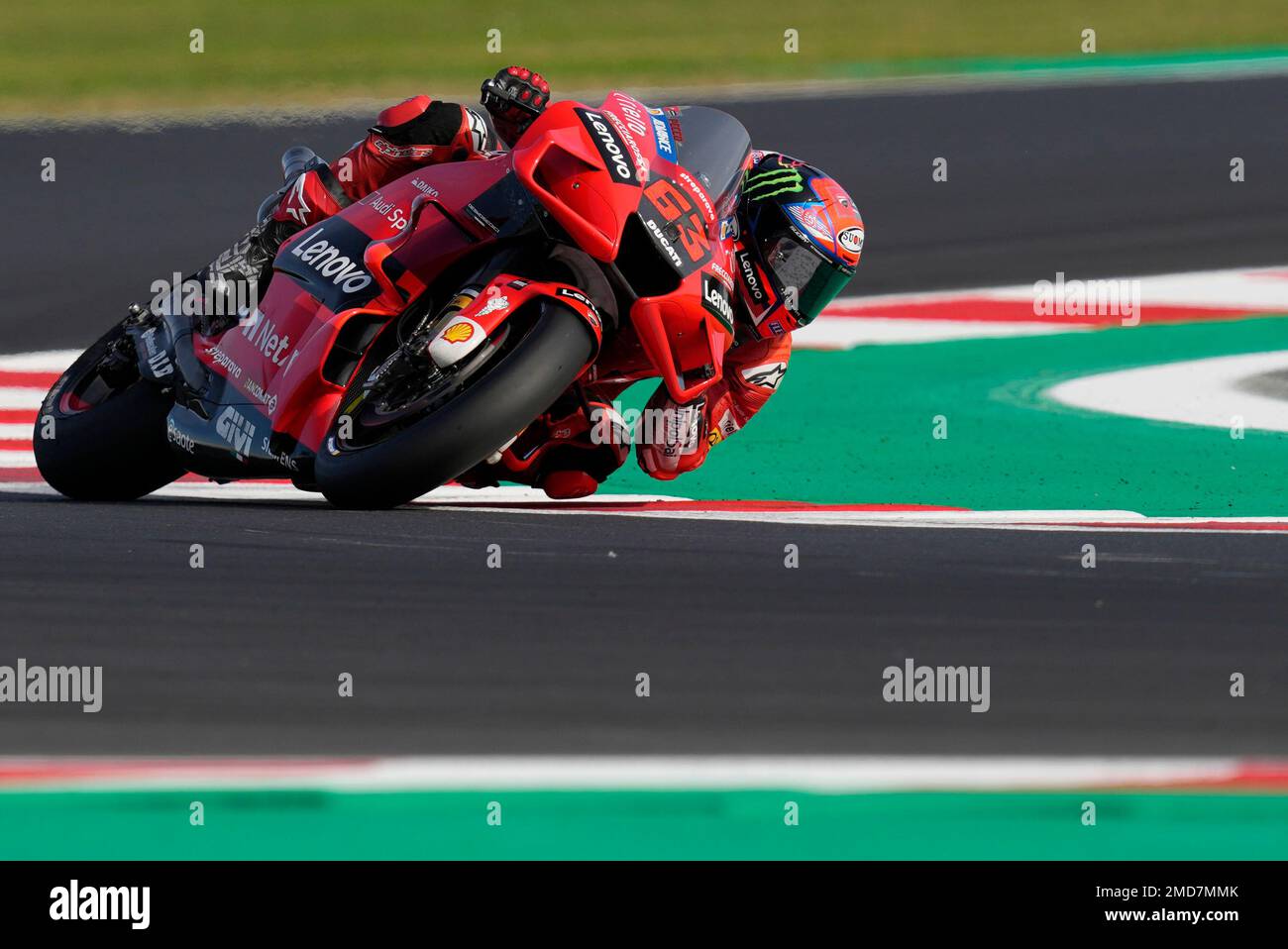 Italian rider Francesco Bagnaia of the Ducati Lenovo Team steers his ...