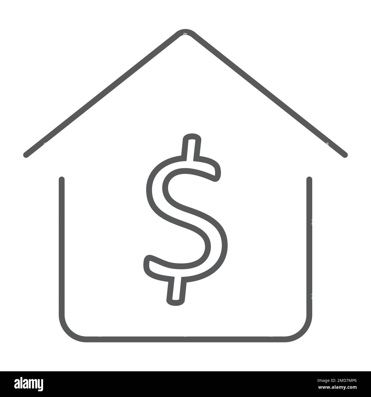 Dollar house thin line icon, real estate and home, buy sign vector ...