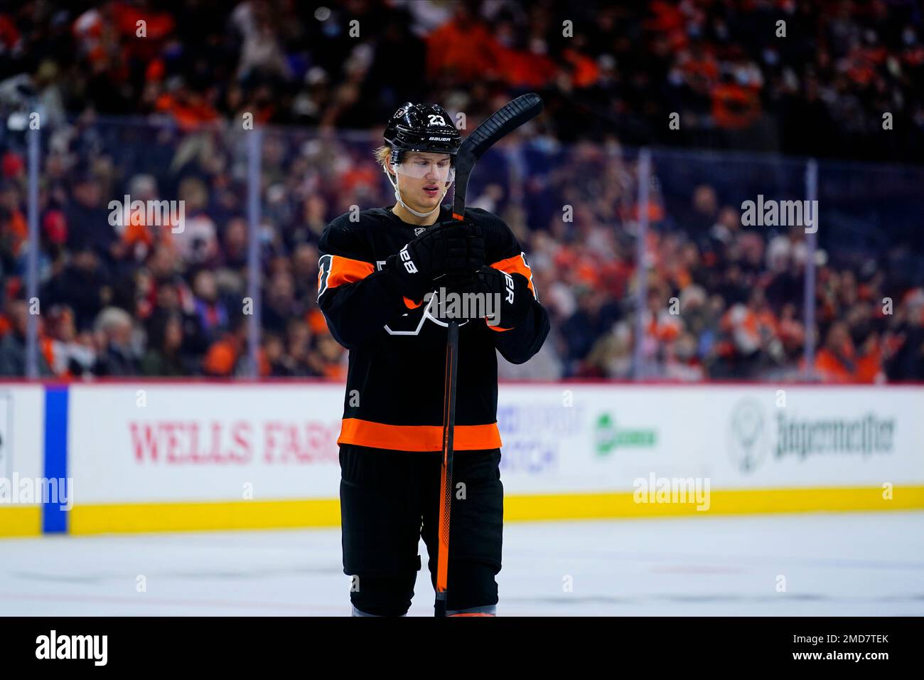 Philadelphia Flyers' Oskar Lindblom in action during an NHL hockey game  against the New York Rangers, Saturday, Jan. 15, 2022, in Philadelphia. (AP  Photo/Derik Hamilton Stock Photo - Alamy