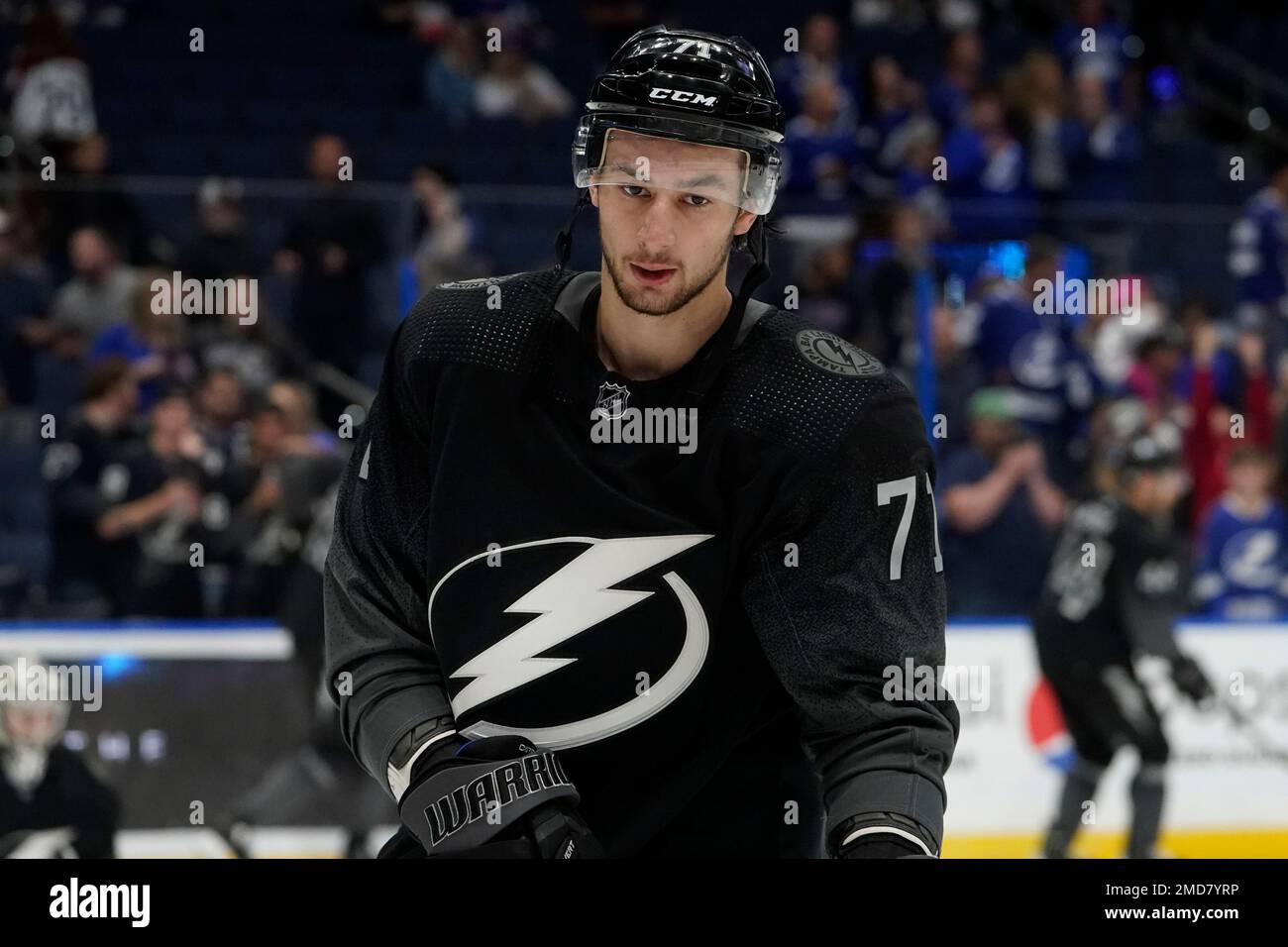 Tampa Bay Lightning center Anthony Cirelli (71) before an NHL hockey