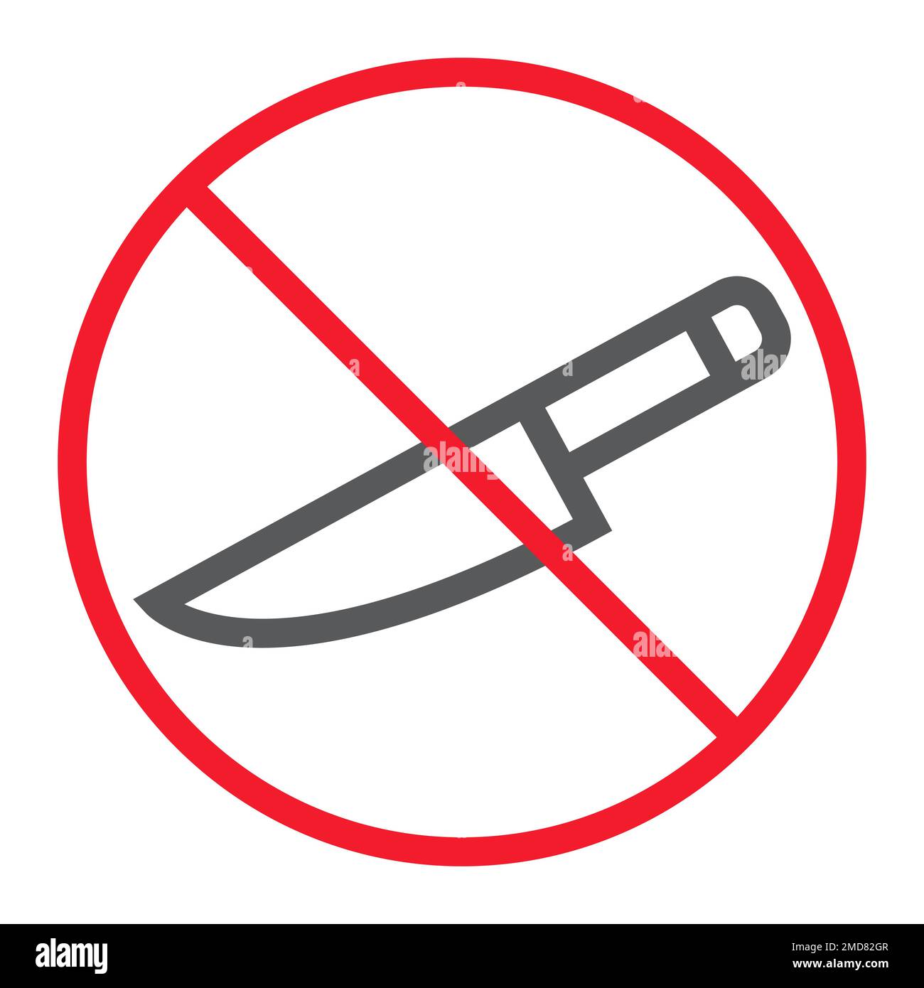 No sharp line icon, prohibition and forbidden, no knife sign vector graphics, a linear pattern on a white background, eps 10. Stock Vector