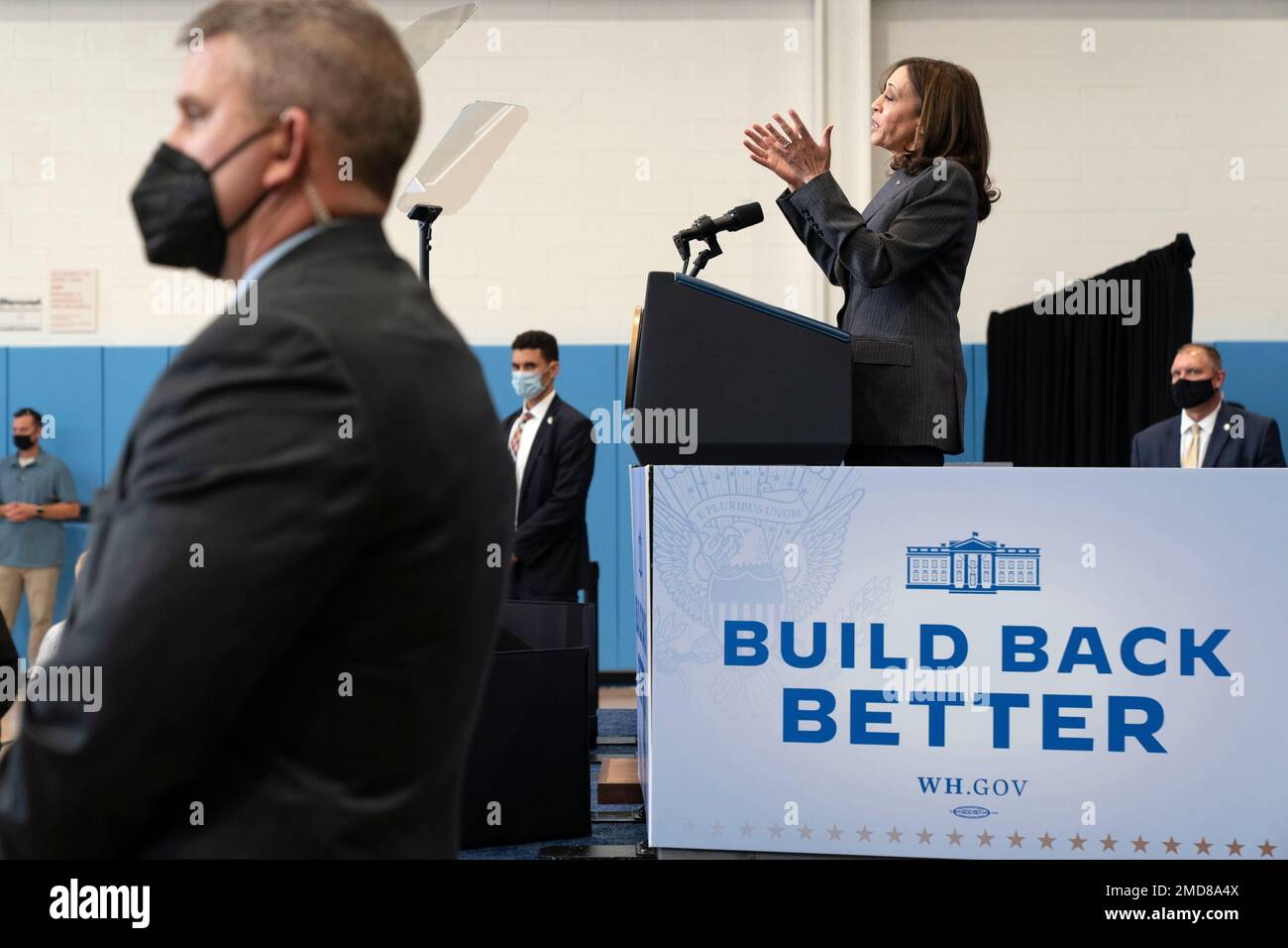 Vice President Kamala Harris speaks at the Northeast Bronx YMCA, in the ...