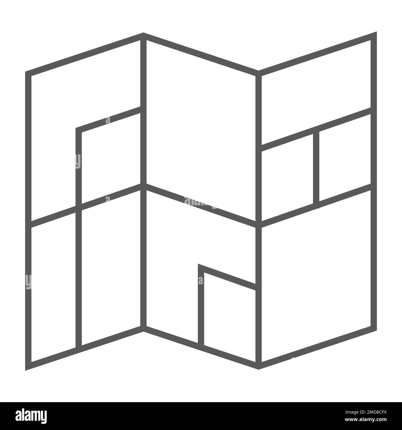 Map thin line icon, navigtion and location, place sign vector graphics ...