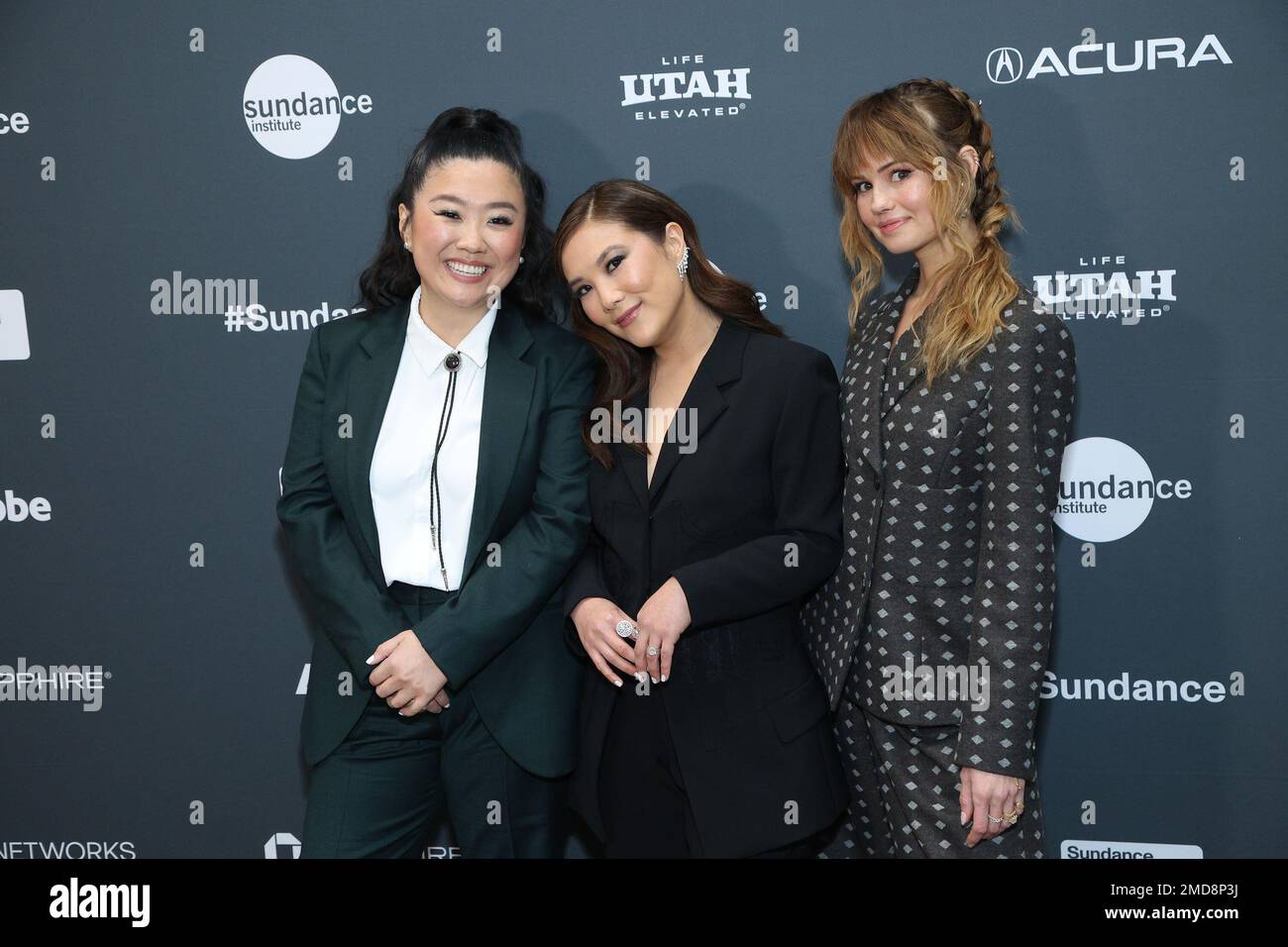 Park City, UT, USA. 22nd Jan, 2023. Sherry Cola, Ally Maki, Debby Ryan at arrivals for SHORTCOMINGS Premiere at Sundance Film Festival 2023, Eccles Theater, Park City, UT January 22, 2023. Credit: JA/Everett Collection/Alamy Live News Stock Photo