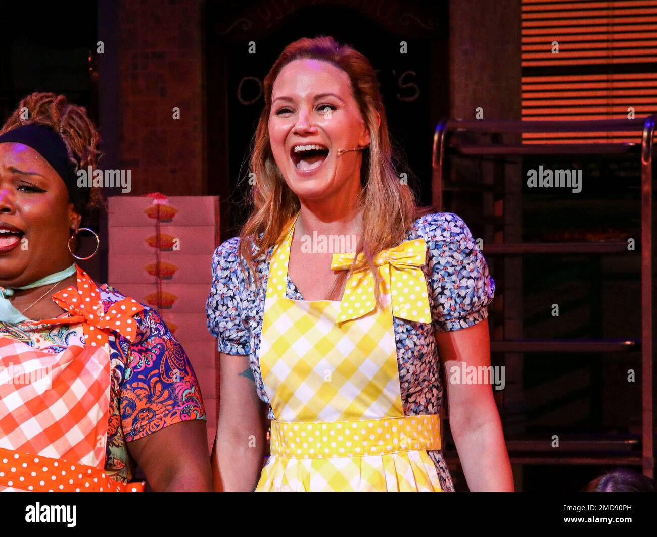 Actor Jennifer Nettles participates in the curtain call for "Waitress