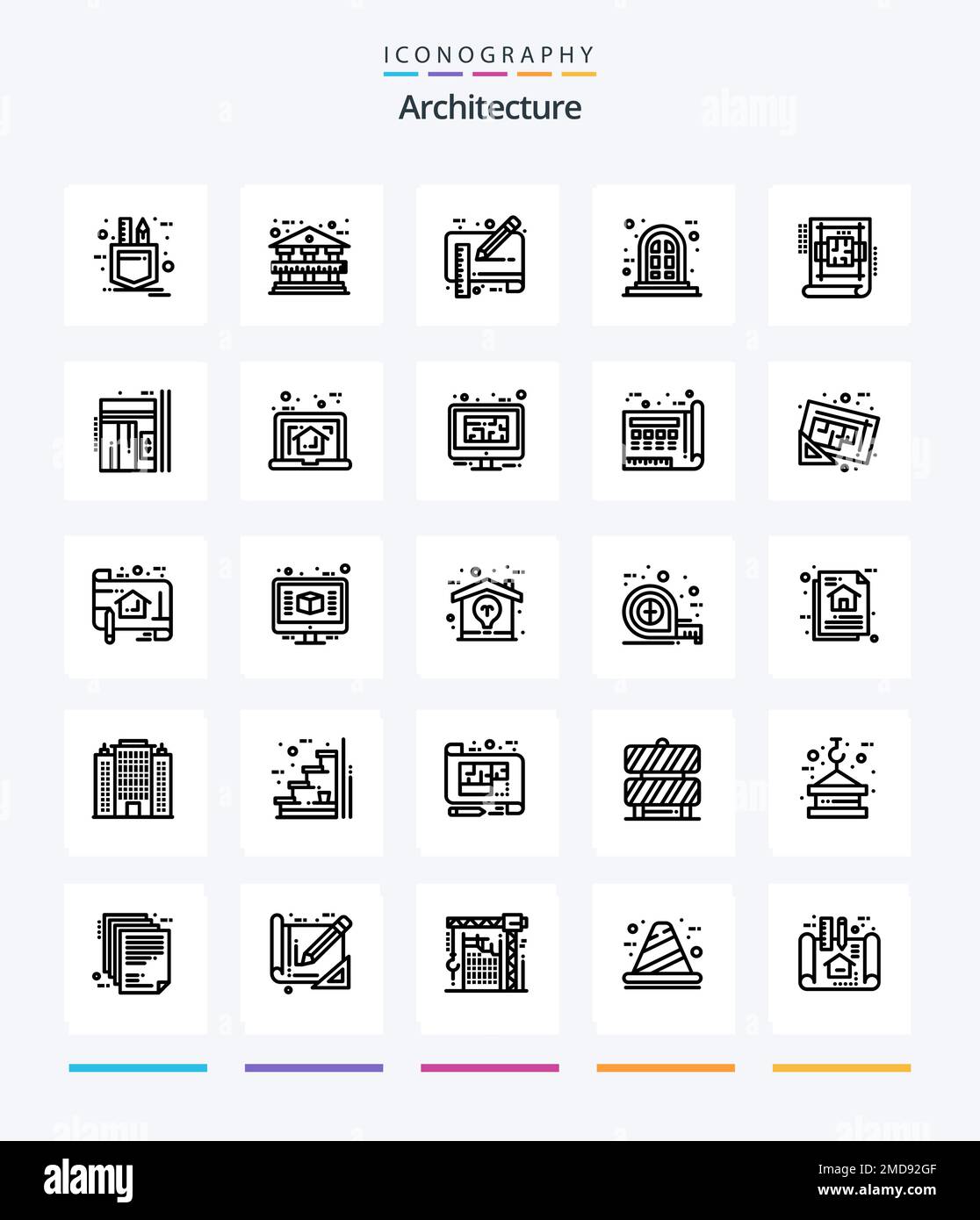 Creative Architecture 25 OutLine icon pack Such As plan. architecture