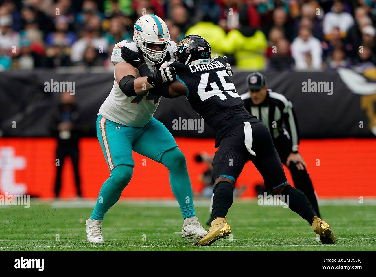 Liam Eichenberg played Miami Dolphins left tackle on Sunday, but