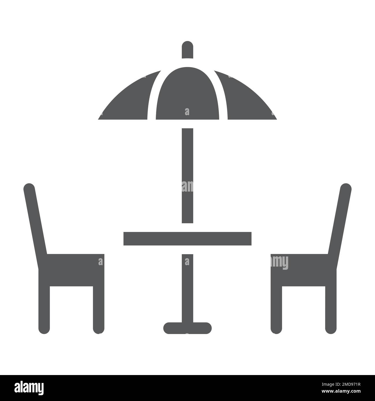 Street Cafe glyph icon, table and chair, umbrella sign vector graphics, a solid pattern on a white background, eps 10. Stock Vector