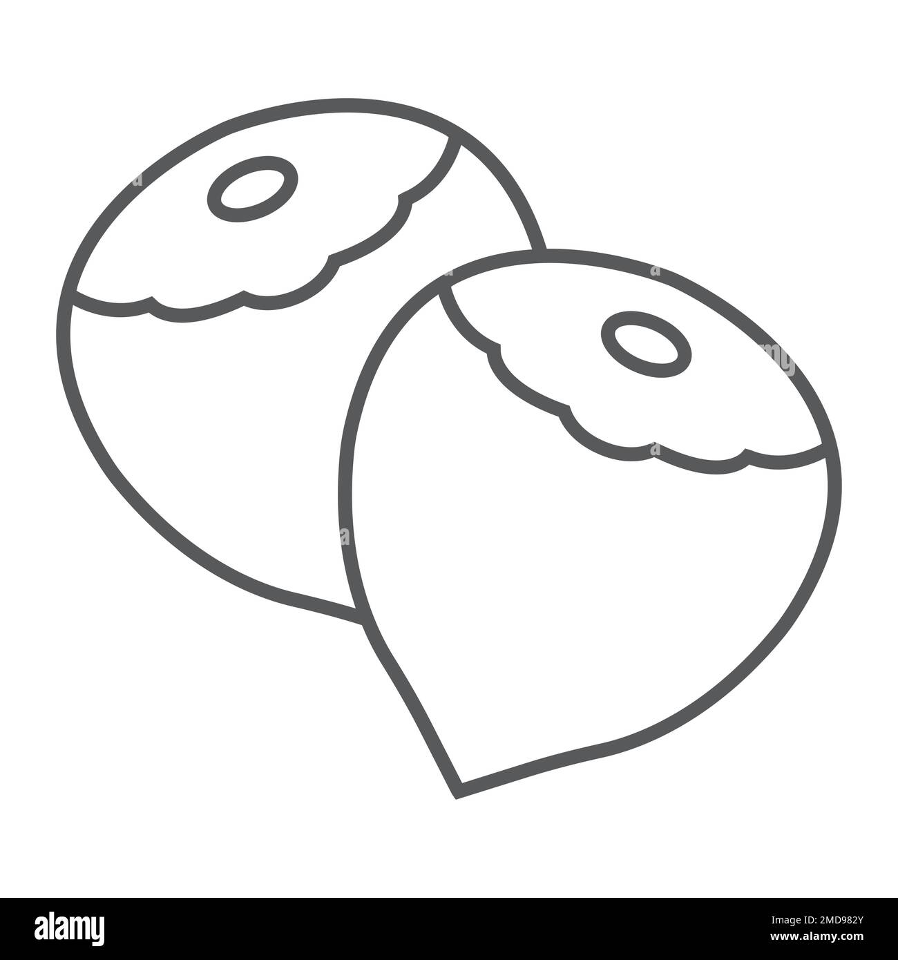 Hazelnut thin line icon, vegetable and nut, vegetarian sign, vector graphics, a linear pattern on a white background, eps 10. Stock Vector
