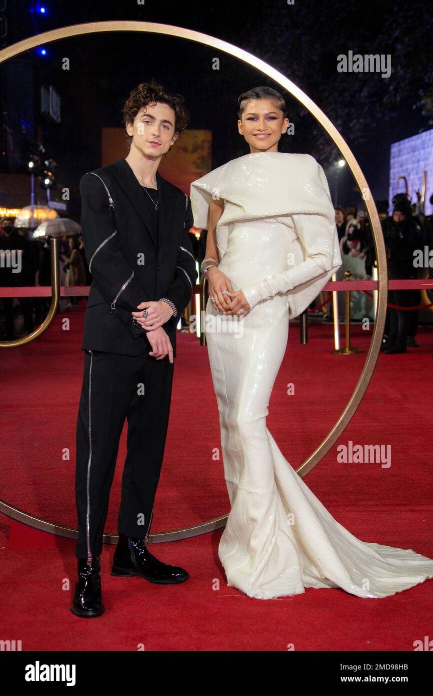 Zendaya And Timothee Chalamet Pose For Photographers Upon Arrival At The Premiere Of The Film 1159