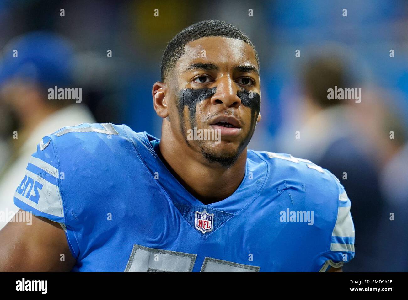 Detroit Lions linebacker Anthony Pittman (57) warms up before an NFL  football game against the Cincinnati Bengals in Detroit, Sunday, Oct. 17,  2021. (AP Photo/Paul Sancya Stock Photo - Alamy