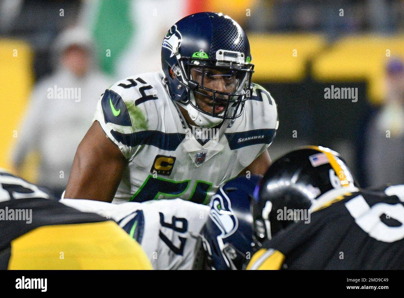 Seattle Seahawks middle linebacker Bobby Wagner (54) plays against the