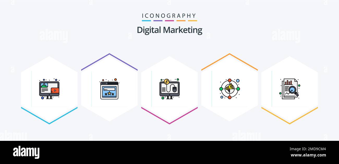 Digital Marketing 25 FilledLine icon pack including data. analysis. pay ...